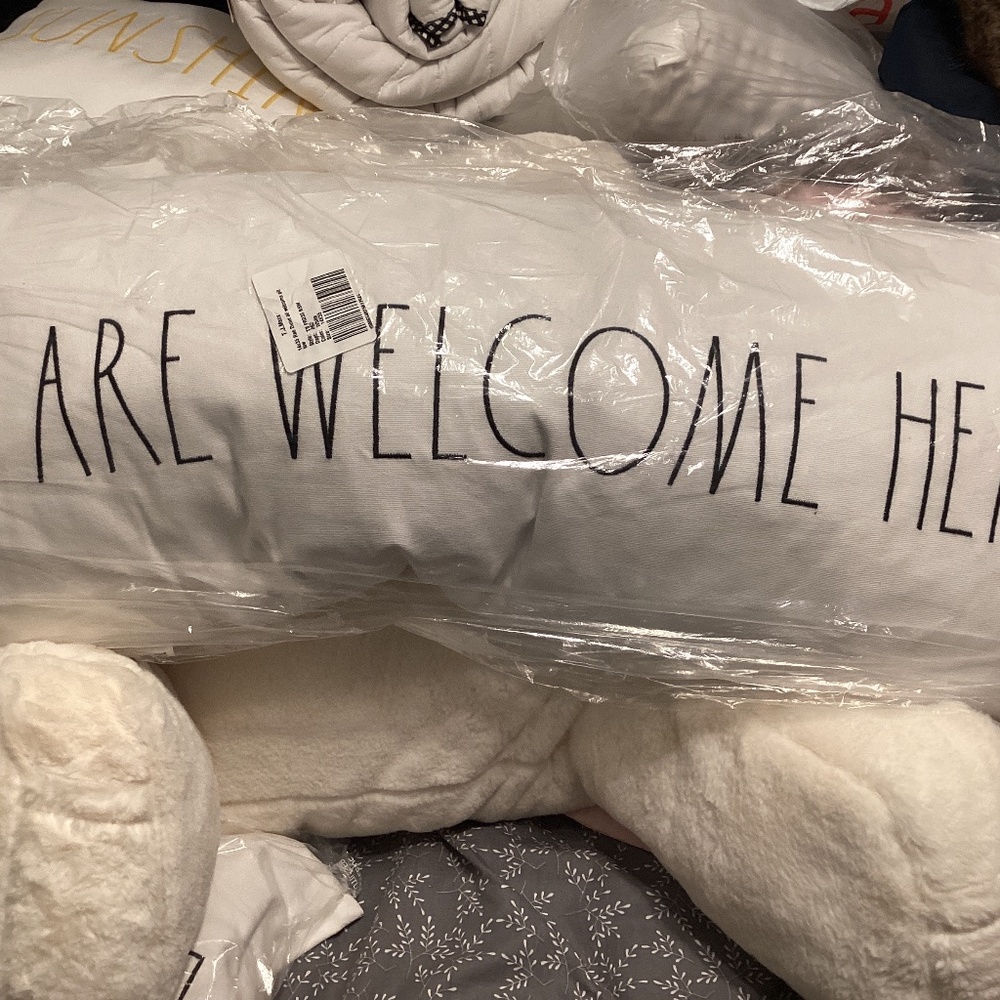 Rae Dunn all are welcome here pillow